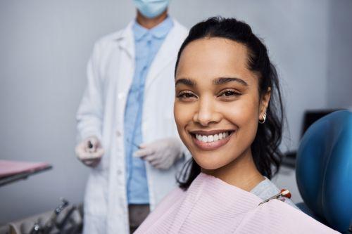 woman sitting in a dental chair