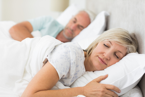 Closeup,Of,A,Mature,Couple,Sleeping,With,Eyes,Closed,In